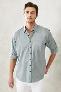 پیراهن دکمه‎دار برش راحت یقه روزمره آسیتن کوتاه برند Altınyıldız Classics کد 1649066047