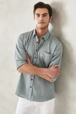 پیراهن دکمه‎دار برش راحت یقه روزمره آسیتن کوتاه برند Altınyıldız Classics کد 1649066047