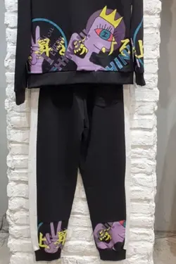 لباس راحتی پنبه ای پاچه لاستیک چاپی مرد مشکی برند Breezy کد 1649062750