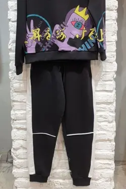 لباس راحتی پنبه ای پاچه لاستیک چاپی مرد مشکی برند Breezy کد 1649062750