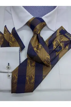 ست کراوات شال دستمال طرح زرد کلاسیک برند Gutiero کد 1649057526