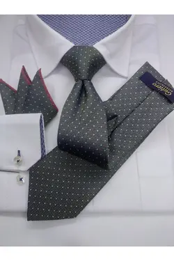 ست کراوات دستمال سبز کلاسیک برند Gutiero کد 1649057468