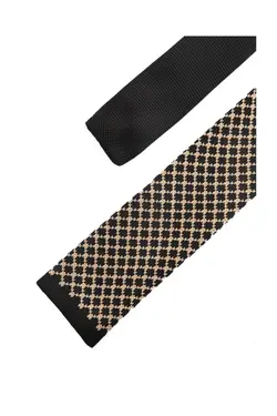 کراوات بافتنی شطرنجی زرد مشکی برند La Pescara کد 1649057060