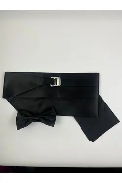ست دامادی پارچه ساتن کمربند ای مشکی مردانه برند Ars Magic Box کد 1649056751