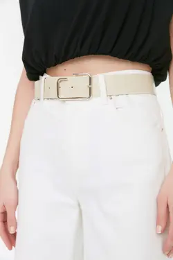 کمربند زنانه بسته مشکی- شیری برند TRENDYOLMİLLA کد 1649050627