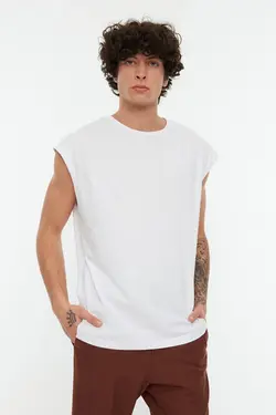 ورزشی گشاد ساده سفید مردانه برند TRENDYOL MAN کد 1649045469