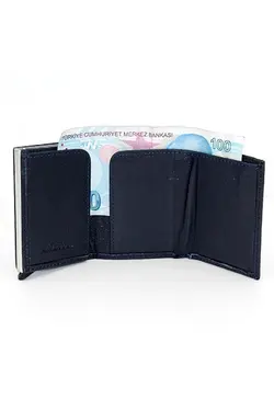 کیف پول سکه اتوماتیک چرم مصنوعی به صورت چشمه‎دار جا کارتی مشکی برند Selldey Bilişim کد 1649031914