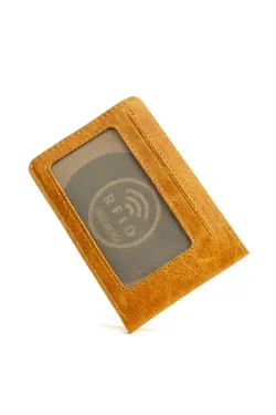 کیف پول زرد جا کارتی زنانه چرم برند Flapp کد 1649031367