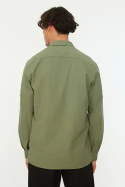 پیراهن متناسب یقه جیب‌دار سبز مردانه برند TRENDYOL MAN کد 1649174029