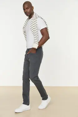 شلوار جین اسلیم فیت خاکستری آنتراسیت مردانه برند TRENDYOL MAN کد 1649173593