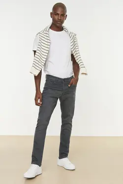 شلوار جین اسلیم فیت خاکستری آنتراسیت مردانه برند TRENDYOL MAN کد 1649173593