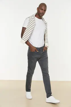 شلوار جین اسلیم فیت خاکستری آنتراسیت مردانه برند TRENDYOL MAN کد 1649173593