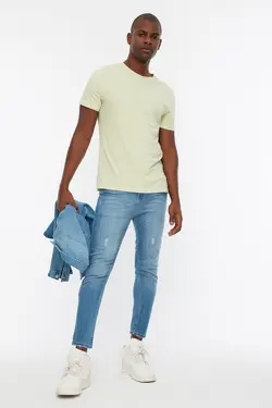 شلوار جین اندامی آبی روشن مردانه برند TRENDYOL MAN کد 1649173592