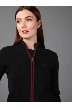بافتنی زیپ دار سر/مو متناسب آرم طرح‎دار یقه ایستاده برند Felix Hardy کد 1649150829