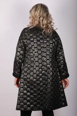 بافتنی خالدار ساتن پالتو مشکی برند Hitit Butik کد 1649285675