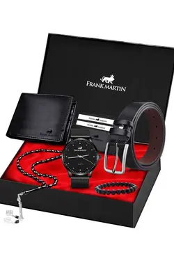 کیف پول ساعت ست کمربند دار کادو جا کارتی مردانه برند Frank Martin کد 1649242261