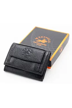 کیف پول جا کارتی مشکی چرم اصل برند Westpolo کد 1649217678
