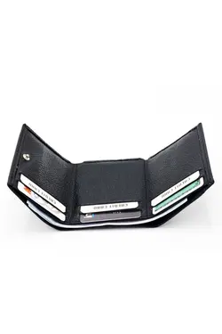 کیف پول جا کارتی مشکی چرم اصل برند Westpolo کد 1649217678
