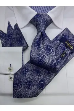 ست کراوات دستمال طرح‎دار طوسی کلاسیک برند Gutiero کد 1649361856
