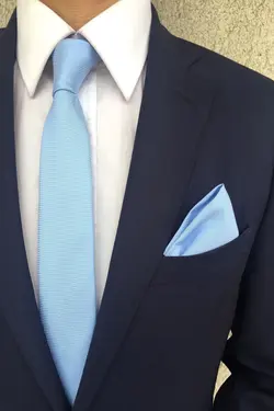 کراوات ست ساده دستمال آبی برند Tezgah İstanbul کد 1649361563