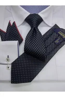 ست کراوات دستمال کلاسیک مشکی برند Gutiero کد 1649361617