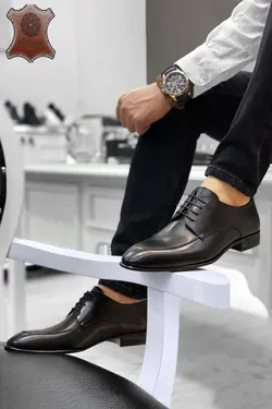 کفش مجلسی ایتالیایی ساراچدار مردانه چرم اصل مشکی برند BIG KING کد 1649292924