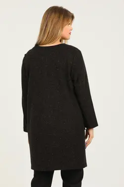 کت بافتنی قد متوسط سایز بزرگ قهوه ای تیره جیب برند Nelly کد 1649290340