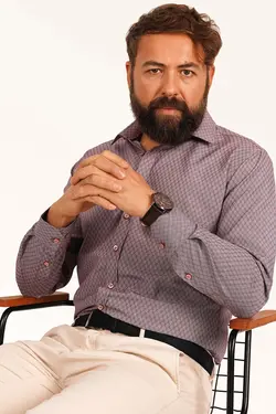 پیراهن جعبه‎دار رنگ گل رز مردانه برند Etikmen کد 1649295918