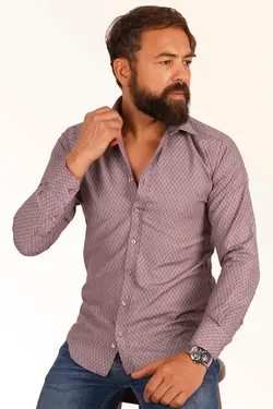 پیراهن جعبه‎دار رنگ گل رز مردانه برند Etikmen کد 1649295918