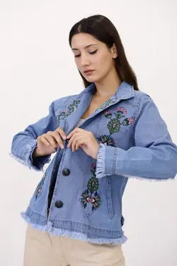 کت جین گلدار قلاب دوزی شده برند MDL کد 1649539267
