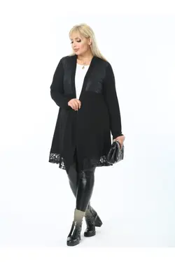 بافتنی کشی طرحدار توری سایز بزرگ چرم مشکی زنانه برند LİKRA کد 1649542747