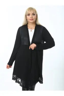 بافتنی کشی طرحدار توری سایز بزرگ چرم مشکی زنانه برند LİKRA کد 1649542747
