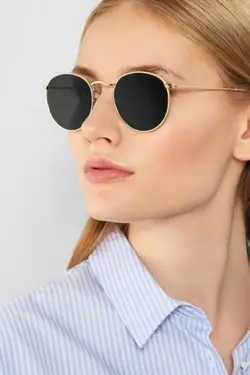 عینک بیضی فلزی طلایی برند Nilu Moda کد 1649531767