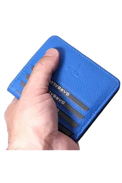 کیف پول چند پراتیک چشمه‎دار آبی جا کارتی چرم اصل برند Garbalia کد 1649519798