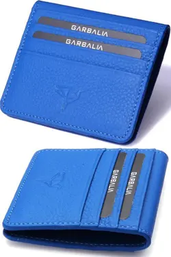 کیف پول چند پراتیک چشمه‎دار آبی جا کارتی چرم اصل برند Garbalia کد 1649519798