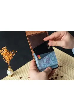 جا کارتی چرم اصل دست ساز دستی برند fiore design کد 1649517967