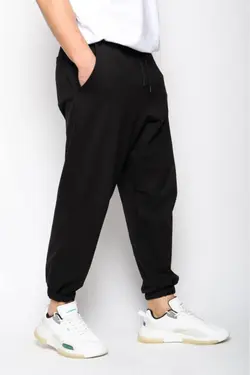 شلوار راحتی گشاد ساده مشکی مردانه برند Flame Store کد 1649481133
