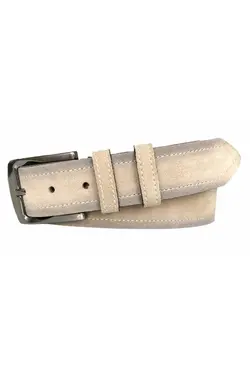 کرم کمربند دار جیر رنگ چرم اصل 4cm برند GoDeri کد 1649610787