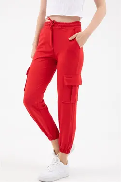 شلوار راحتی کشی پاچه قرمز زنانه برند sesta کد 1649609048