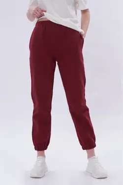 شلوار راحتی بافتنی کمر کشی جاگر زرشکی برند nalu کد 1649609588
