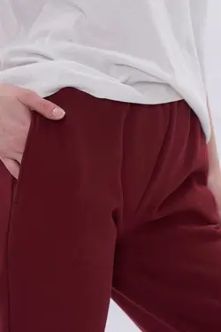شلوار راحتی بافتنی کمر کشی جاگر زرشکی برند nalu کد 1649609588