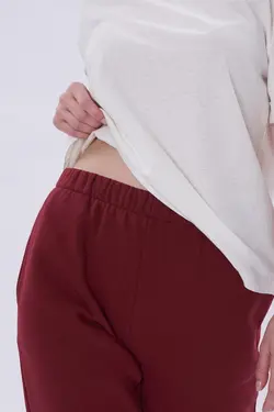 شلوار راحتی بافتنی کمر کشی جاگر زرشکی برند nalu کد 1649609588
