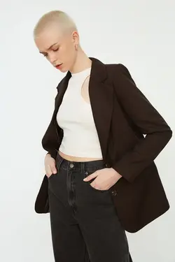 کت ساده قهوه‎ای برند TRENDYOLMİLLA کد 1649603888