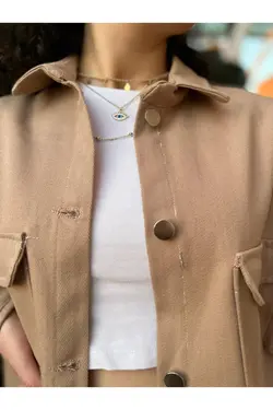 کت برش قهوه ای شیری زنانه برند BearCollection کد 1649602687