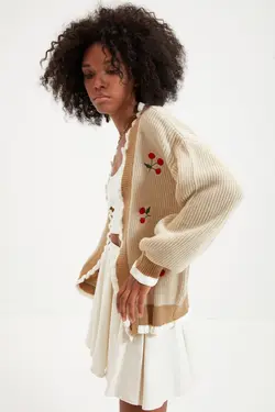 بافتنی قلاب دوزی شده قهوه ای برند TRENDYOLMİLLA کد 1649602567