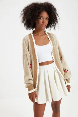 بافتنی قلاب دوزی شده قهوه ای برند TRENDYOLMİLLA کد 1649602567