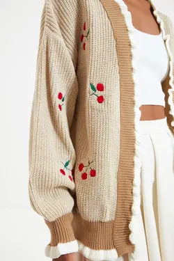 بافتنی قلاب دوزی شده قهوه ای برند TRENDYOLMİLLA کد 1649602567