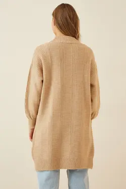 بافتنی کرم گشاد آستین دار بالنی زنانه برند Happiness İstanbul کد 1649603741