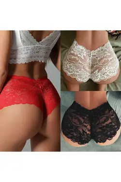 ست لباس زیر توری قرمز سفید زنانه برند HTN LİNGERİE کد 1649692627