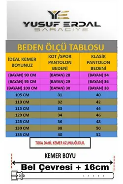 کمربند اسپرت جین ساده چرم اصل برند YUSUF ERDAL SARACİYE کد 1649789586